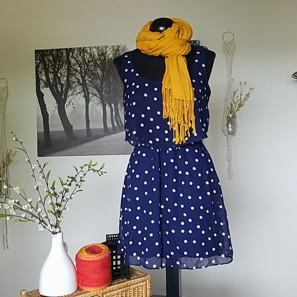 Blue polka dot dress
